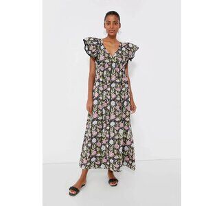 Saylor Anthropologie Floral Darya Maxi Dress Print Cotton Lace Ruffle S 282077